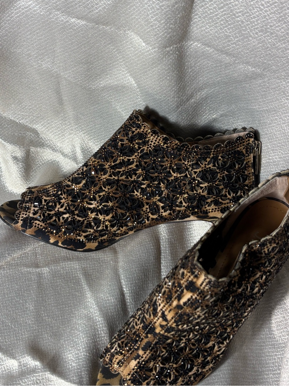 J. Renee - Embellished Leopard Print Booties - Size 8